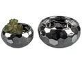Produktbild: 2er Set Dekoschalen Gefäße ANTHRAZIT rund 15 + 20cm grau silber Keramik Formano