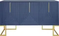Produktbild: Modernes 3-türiges Sideboard(Blau)mit verstellbaren Regalen,U-förmigen Schranktüren und Metallgriffen und Sockel für Esszimmer und Küche
