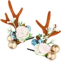 Produktbild: dressforfun 302793 Blumen Haarklammern REH Geweih Klammern, für Dirndl und Trachten Party, braun Rose