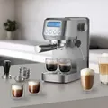 Produktbild: CASO EspressoGourmet Crema – Siebträgermaschine aus Edelstahl, mit Milchaufschäumer, Espresso, Cappuccino, 20 bar ULKA-Pumpe, ESE Pads - Silber