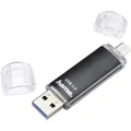 Produktbild: Hama FlashPen Laeta Twin USB-Zusatzspeicher Smartphone/Tablet Schwarz 128 GB