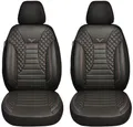 Produktbild: BREMER SITZBEZÜGE Maß Auto Schonbezüge kompatibel mit VW T-ROC Fahrer & Beifahrer Set ab 2017 / Auto Schonbezug Velour Kunstleder Set 2er Pack in Schwarz (PS804)