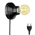 Produktbild: ledscom.de E27 Porzellan Lampen-Fassung Elektra, rund Stecker Schalter, schwarz + LED gold max. 778lm, 3-Stufen dimmen, extra-warmweiß