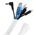 Produktbild: Nutabevr 13mm Selbstschließend Flexibel Kabelkanal,3m Kabelschlauch Weiß, Zuschneidba Gewebter Kabelmantel, Kabelmanagement für,Boden,Schreibtisch, TV, Büro,Computer, Heimkino Automobilkabel
