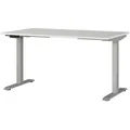 Produktbild: Novel Schreibtisch, Silber, Hellgrau, Holzwerkstoff, rechteckig, eckig, Kufe, 80x72-118x140 cm, Made in Germany, höhenverstellbar, Arbeitszimmer, Schreibtische, Bürotische