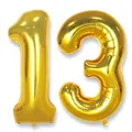 Produktbild: AULE Luftballon Zahl 13 Gold: XXL 101 cm Zahlen Folienballon Geburtstag Gold 31 Jahre 40 Zoll Helium Ballon Zahlenballon für Babyparty Jubiläum Deko