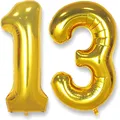 Produktbild: Luftballon Zahl 13 Gold XXL 101 cm Folienballon für Geburtstag Jubiläum Deko