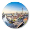 Produktbild: DEQORI Glasuhr | rund Ø 50 cm | Motiv Berlin aus der Luft | große XXL Design Uhr aus Glas | leise Wanduhr für Wohnzimmer & Küche | moderne Hingucker Uhr für die Wand
