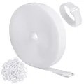 Produktbild: WSZJINB 10m x 2cm Klettband mit 50 Schnalle, Freie Schnittlänge Klett Kabelbinder Wiederverwendbares, Kabel Klettbinder Klettverschluss Band (Weiß)
