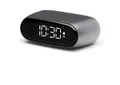 Produktbild: Lexon Minu Mini-Wecker, kompakt, mit VA-LCD-Display, Touchscreen-Bedienung, Snooze-Funktion und Hintergrundbeleuchtung, wiederaufladbarer Akku, Aluminium-Finish – Grau metallic