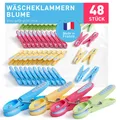 Produktbild: Wäscheklammern ohne Abdruck stabil bunt 48x Wäscheklammer blau gelb grün rosa...