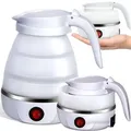 Produktbild: Wasserkocher Faltbare Silikon mit Edelstahlboden 750W 0.5L Reisewasserkocher Wasserkessel Kettle Camping Zelten Weiß Retoo - Weiß