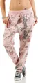 Produktbild: 130 Damen Jogginghose Hose Sweatpants Baumwolle Freizeithose Boyfriend Baggy Haremshose Einheitsgröße (36-40) Blumen Muster Print, Rosa
