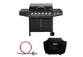 Produktbild: TAINO Gasgrill BASIC 6+1, Gasgrill mit Abdeckhaube, Gasregler und Gasschlauch, 6 Hauptbrenner aus Edelstahl, Seitenbrenner, Piezozündung