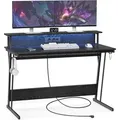 Produktbild: Mid.you Computertisch, Schwarz, Metall, Holzwerkstoff, eckig, 120x91x60 cm, Stauraum, USB-Anschlüsse, Arbeitszimmer, Schreibtische, Computertische
