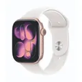 Produktbild: Apple Watch Series 11  46mm Roségold Aluminium Gehäuse mit Blassrosa Sport Band - M/L