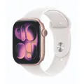 Produktbild: Apple Watch Series 11 46mm Roségold Aluminium Gehäuse mit Blassrosa Sport Band - M/L