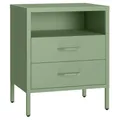 Produktbild: skølm Nachttisch Mizar aus Metall, Nachtschrank mit 2 Schubladen, Beistellschrank für Schlafzimmer, Wohnzimmer, Nachtkonsole mintgrün 60x50x38 cm (HxBxT)