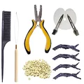 Produktbild: hair2heart - Professionelles Microring Extensions Starter Set für langes Haar - Inklusive Zange, Einfädler, Schablonen, Abteilklammern und Stielkamm