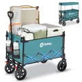Produktbild: Sekey XXL Bollerwagen Faltbar Kinder 150L 150KG, Faltbarer Bollerwagen mit Dach Klappbarer Handwagen mit Sonnenschutz für Ausflug Strand Camping, Dach-S 4018, Grün