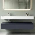 Produktbild: Mai & Mai Badmöbelset 150x48x25cm Unterschrank Anthrazit matt mit Soft-Close Schubladen inkl. Mineralguss-Waschbecken links in matt Weiß