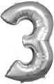 Produktbild: AMSC BALLON 3 SI - AMSCAN Folienballon Zahl 3 silber