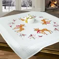 Produktbild: Stickpackung Tischdecke REHKITZ Kreuzstich vorgez Stickset + Stickvorlage 80x80