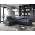 Produktbild: Ecksofa, Polsterecke, Eckcouch Wohnlandschaft Sofa mit Ottomane Eckgarnitur - Ecksofa Ferrucio L - Anthracite (Aura 40) - Grau