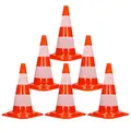 Produktbild: ECD Germany 6 Stück Verkehrskegel Pylone 47 cm, Orange-Weiß, Verkehrsleitkegel mit 2 reflektierenden Streifen, stapelbar & flexibel, Warnleitkegel Warnkegel Leitkegel Verkehrshütchen Markierungskegel