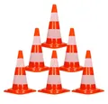 Produktbild: ECD Germany Warndreieck Verkehrsleitkegel aus PVC mit 2 reflektierenden Streifen Leitkegel, 6-tlg., Verkehrskegel Pylone 47cm Warnleitkegel Warnkegel Markierungskegel