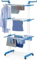 Produktbild: Kleiderständer 3 Etagen mit Rädern - 63x76x173 cm - Weiß/Blau
