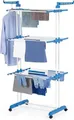 Produktbild: EASYmaxx Wäscheständer 3 Etagen klappbar 76x50x172cm weiß/blau mit Rollen