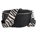 Produktbild: MIRROSI® Bauchtasche Damen, Echtleder, Made in Italy, Umhängetasche, Brusttasche, Crossbody Bag (1 Tasche & 2 Gurte) (Schwarz (Zebra Schwarz), Kleine Tasche (22x13x6cm))