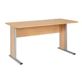 Produktbild: MÖBELPARTNER Schreibtisch buche rechteckig, Kufen-Gestell silber 140,0 x 65,0 cm