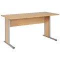 Produktbild: MÖBELPARTNER Schreibtisch Smileline V, rechteckig, C-Fuß, mit 16 mm starkem Sichtschutz braun 140 cm x 75 cm x 65 cm