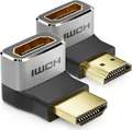 Produktbild: deleyCON 2 Stück HDMI Adapter Kupplung Verbinder 8K@60Hz / 4K@120Hz UHD Aluminium HDMI 2.1 ARC HDR10+ Dolby Vision VRR ALLM 48Gbps 90° / 270° Gewinkelt Grau Schwarz
