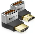 Produktbild: deleyCON 2 Stück HDMI Adapter Kupplung Verbinder 8K@60Hz / 4K@120Hz UHD Aluminium HDMI 2.1 ARC HDR10+ Dolby Vision VRR ALLM 48Gbps 90° / 270° Gewinkelt Grau Schwarz