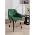 Produktbild: 1x Esszimmerstuhl Küchenstuhl Mit Samt Gepolstertem Sitz Metallbeinen Ergonomischer Sessel Armlehnstuhl Rückenlehne Stuhl Esszimmer, Dunkelgrün - Woltu