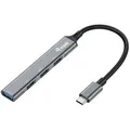 Produktbild: Equip USB-Hub 4-Port 3.1/C->1x3.0/3x2.0, o.Netzteil grau - Schwarz/Grau