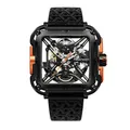 Produktbild: CIGA Design X Series Automatik Skelett Stahl Quadrat Schwarz Orange Herren Uhr