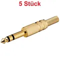 Produktbild: Audio Stereo Klinke Mikrofon Kopfhörer AUX Stecker 6,3mm zum Löten vergoldet