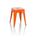 Produktbild: hjh OFFICE Metall Hocker VANTAGGIO Orange Sitzhocker im Industry-Design, stapelbar, niedrig, 645070