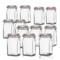 Produktbild: BigDean 12er Set Vorratsgläser 1,1L - Einmachgläser mit Deckel & Bügelverschluss - Made in Germany - Drahtbügelgläser zum luftdichten Aufbewahren, Einlegen & Einkochen - Glas, eckig