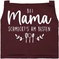 Produktbild: SpecialMe® Kochschürze Damen mit Spruch Bei Mama schmeckts am besten Küchenschürze Geschenk Mutter Baumwolle bordeauxrot unisize