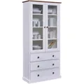 Produktbild: Mid.you Vitrine, Weiß, Eiche, Holz, Kiefer,Kiefer,Kiefer,Kiefer, massiv, 3 Fächer, 3 Schublade(n) Schubladen, 90x190x38.4 cm, Wohnzimmer, Wohnwände, Vitrinenschränke