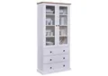 Produktbild: Inter Link – Vitrinenschrank – Buffet-Schrank - Geschirrschrank - Esszimmerschrank - Landhausstil – Vitrine - Kiefer - Massivholz FSC – 2 Türen – 3 Schubladen – 90 x 190 x 38 cm -Westerland 10 – Weiß