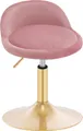 Produktbild: WOLTU Schminkhocker, höhenverstellbar, Bürohocker, Küchenhocker, Drehhocker, Samt, Rosa+Gold
