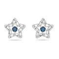 Produktbild: Swarovski Stella Ohrringe, Rhodinierte Ohrstecker mit Strahlenden Weißen und Blauen Kristallen