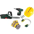 Produktbild: Theo Klein 8577 Bosch Bauarbeiter-Set I Akkuschrauber und Kettensäge mit Licht und Sound I Inkl. Zubehör wie Helm, Handschuhe und Ohrenschützer I Spielzeug für Kinder ab 3 Jahren