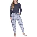Produktbild: maluuna Pyjama Damen Schlafanzug mit Flanellhose und Bündchen S